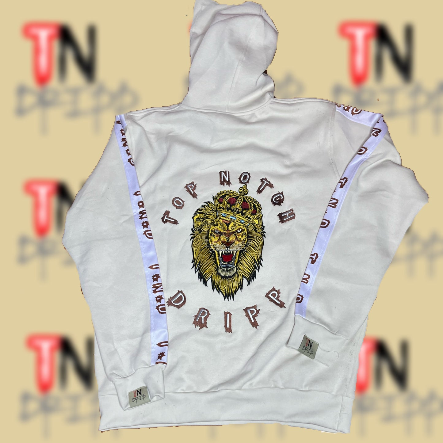 “ROYALTY” CREAM AND BROWN  HOODIE