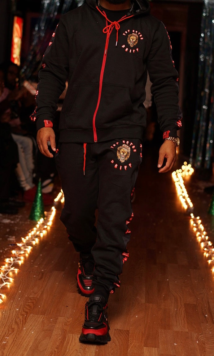 BLACK AND RED SWEATSUIT